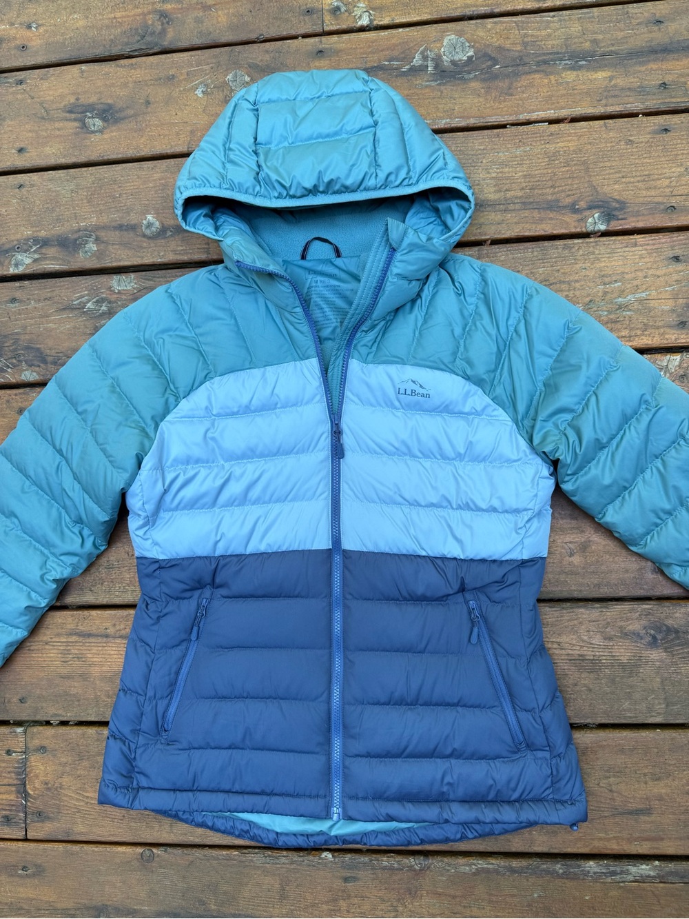 L.L. Bean Bean Down Hooded Jacket l, Colorblock